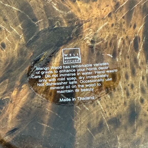 Well Equipped Kitchen Wood Bowl 12 X 12 Mango Wood Pre-Owned Made In Thailand - Picture 4 of 4